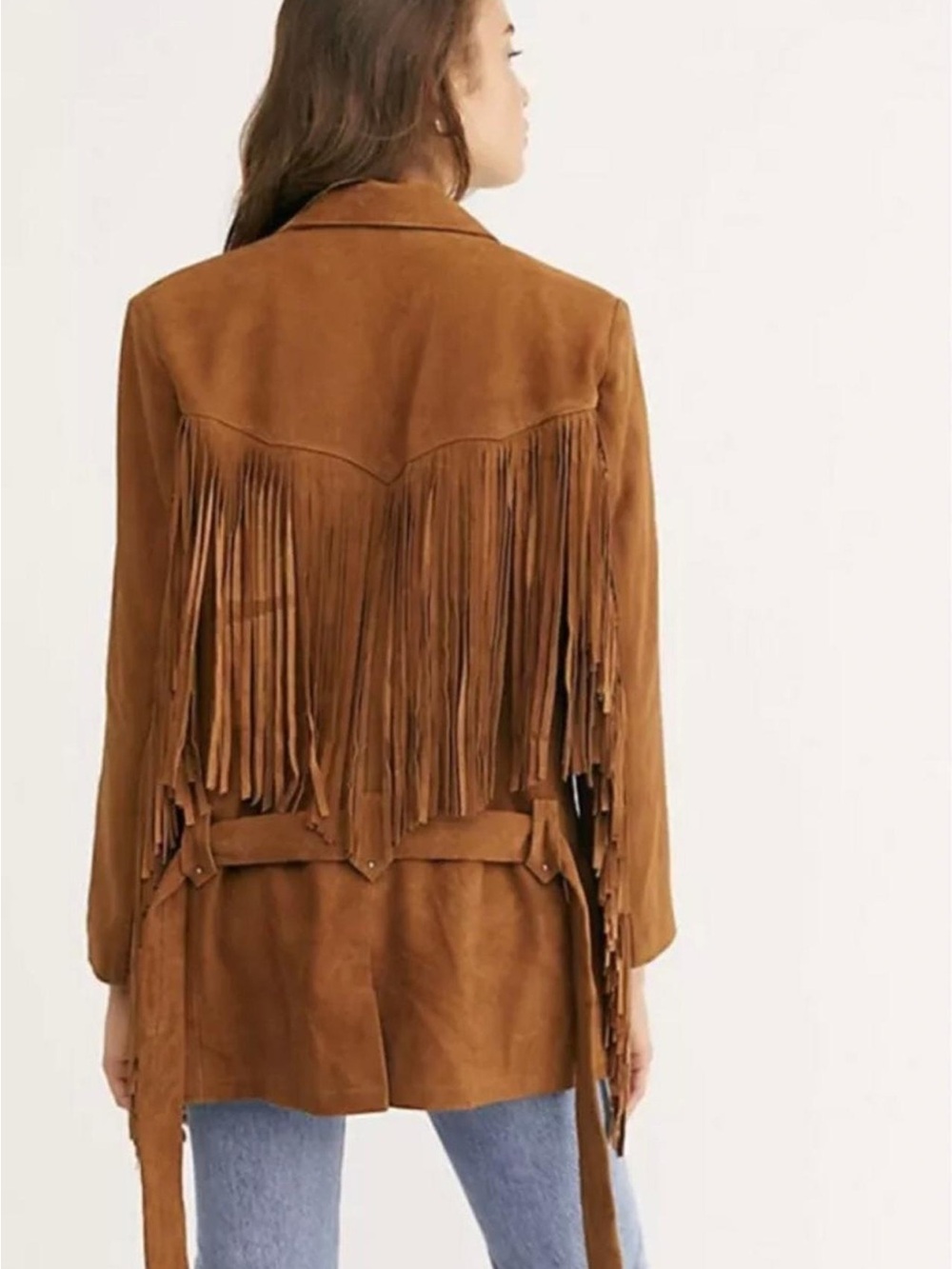 Understated Leather Jackson Goat Suede Fringe Coat S NWOT